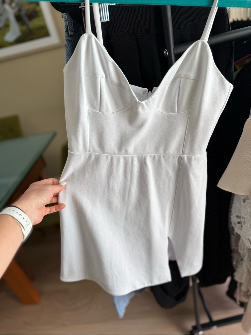 White Spaghetti-Strap Mini Dress - Picture 3 of 5